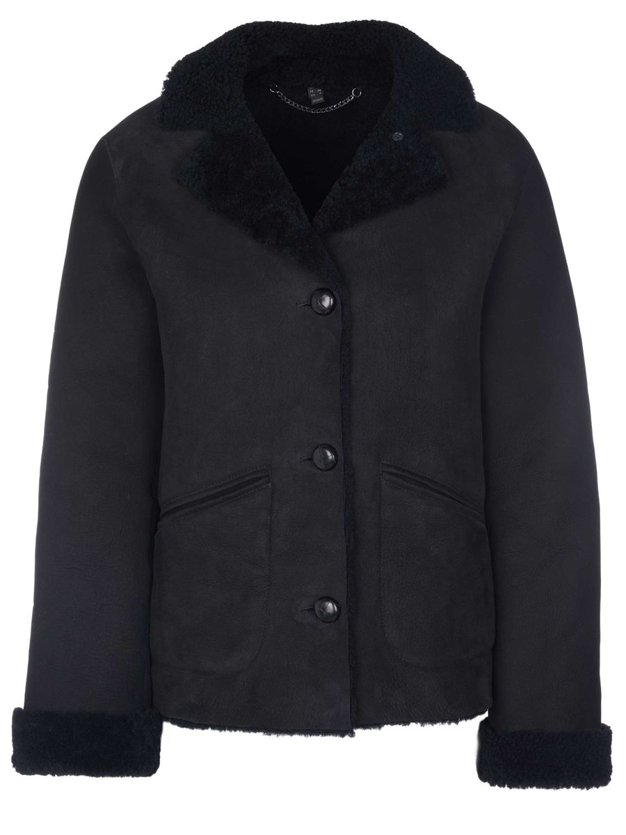 Klassische Lammfelljacke mit Shearlingbesatz
