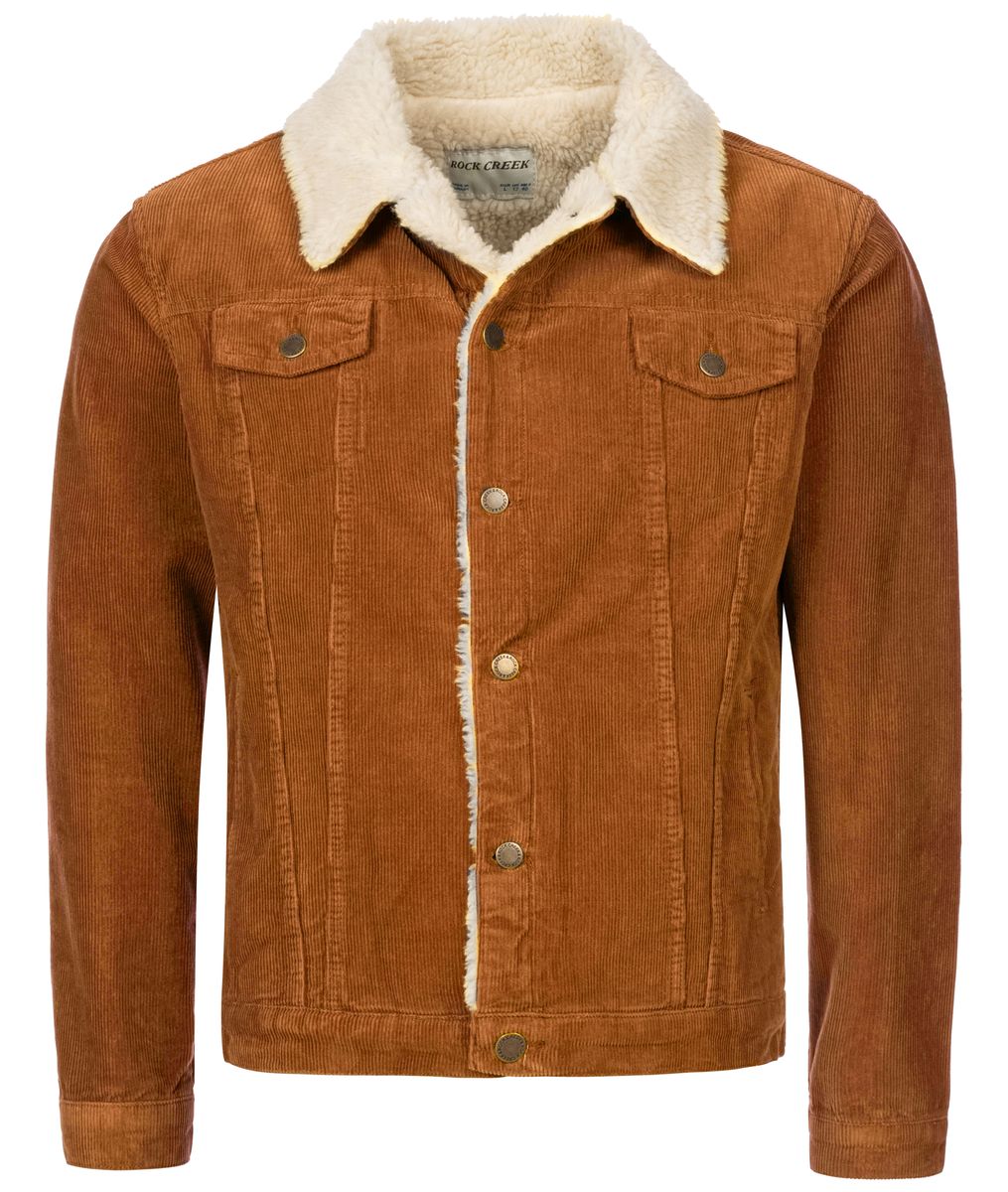 Cordjacke mit Kragen aus Teddyfellimitat