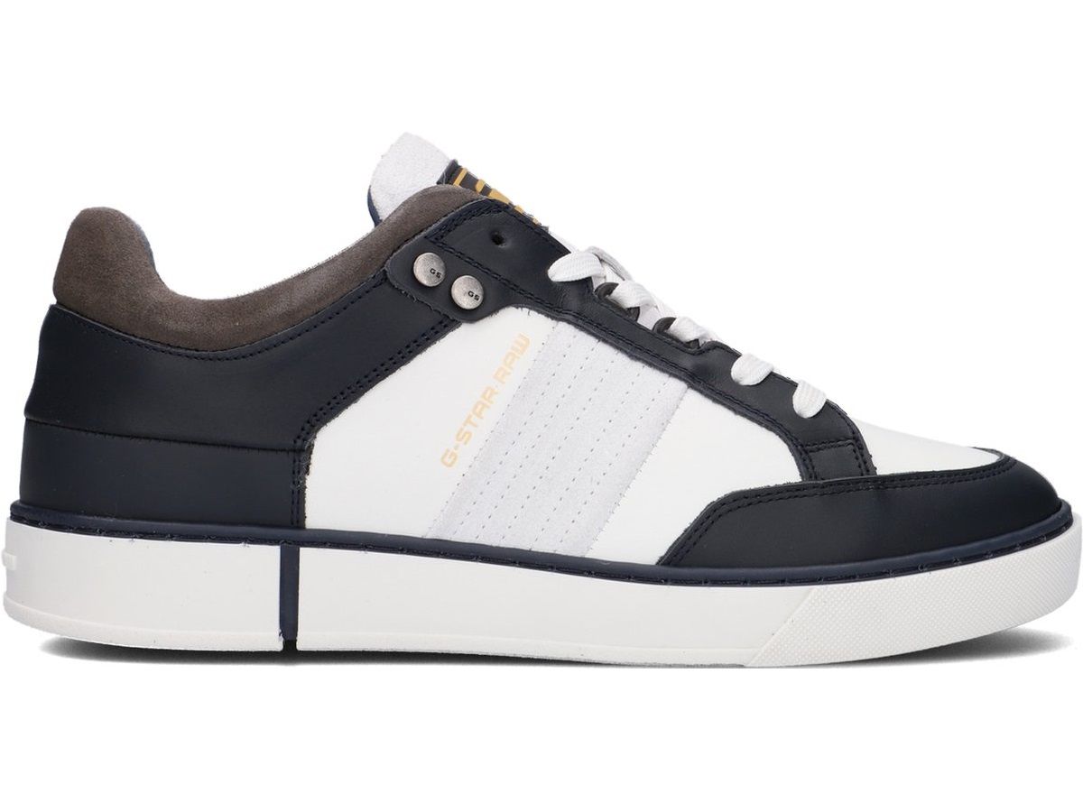 Zweifarbige Leder-Court-Sneakers
