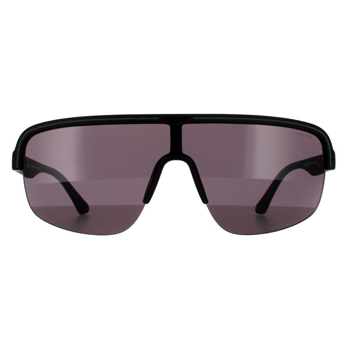 Halbrandlose Schild Sonnenbrille, Matt Schwarz