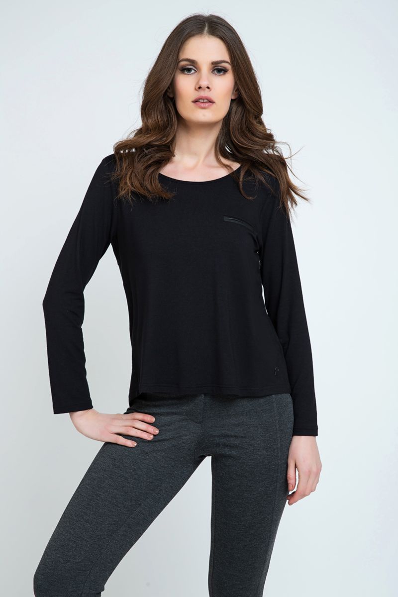 Langarm Jersey Top mit Tasche