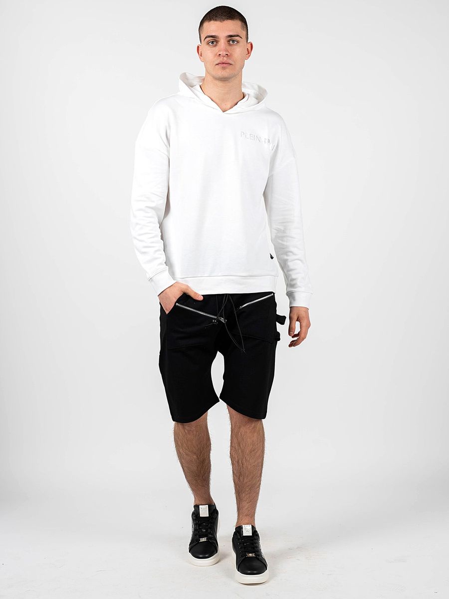 Weißer Unisex-Hoodie mit normaler Passform