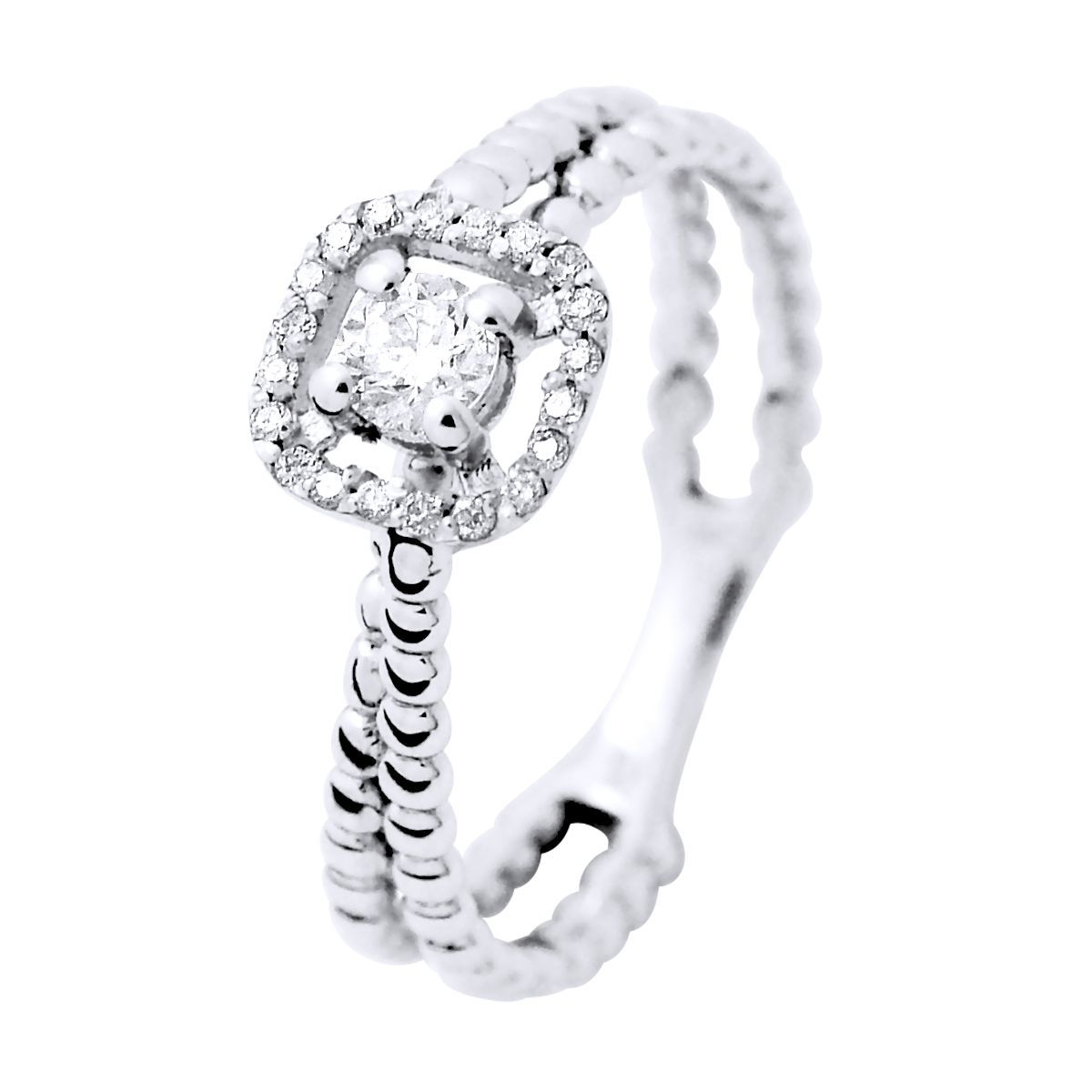 Eleganter quadratischer Halo-Diamantring