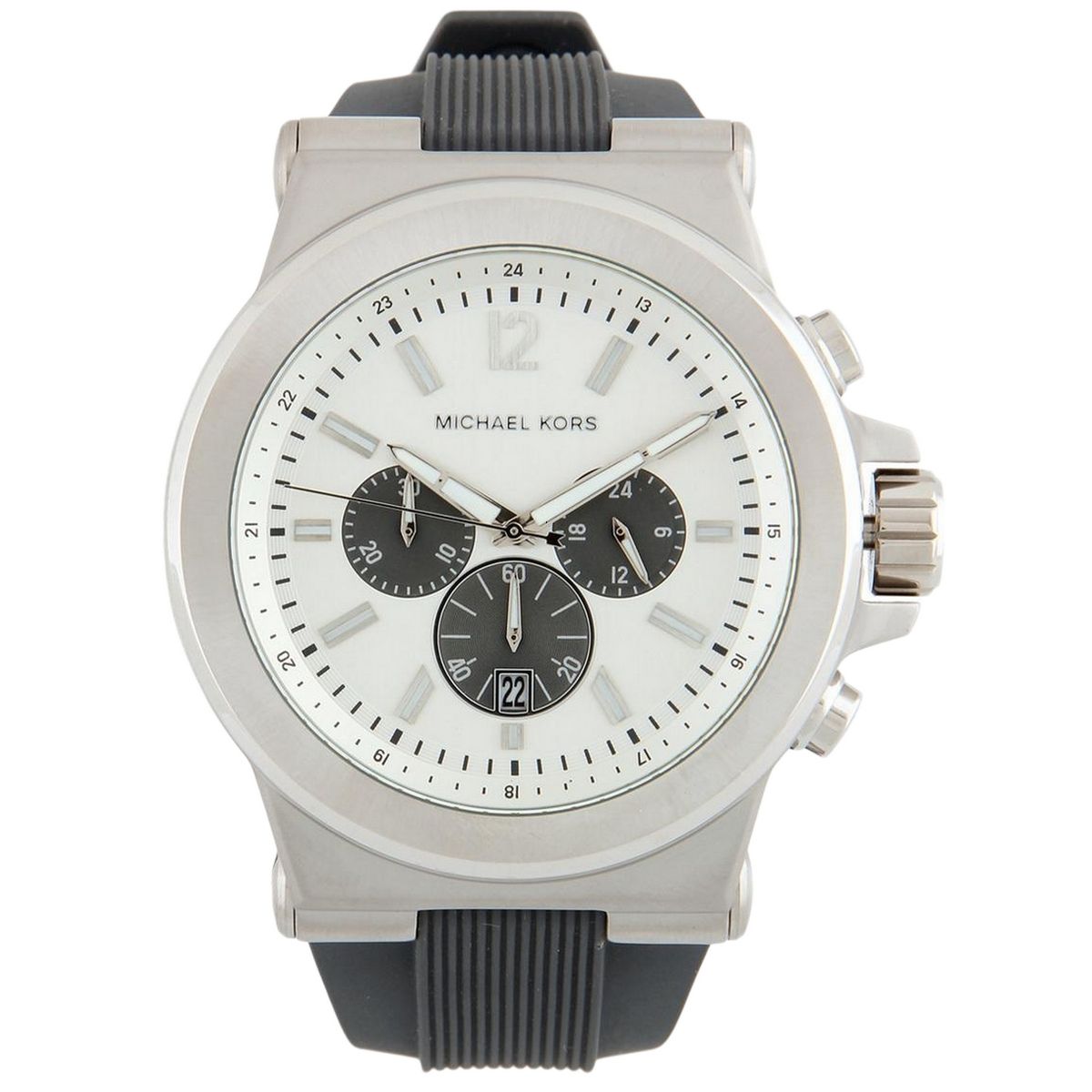 Silberner Chronograph Uhr mit Gummiarmband
