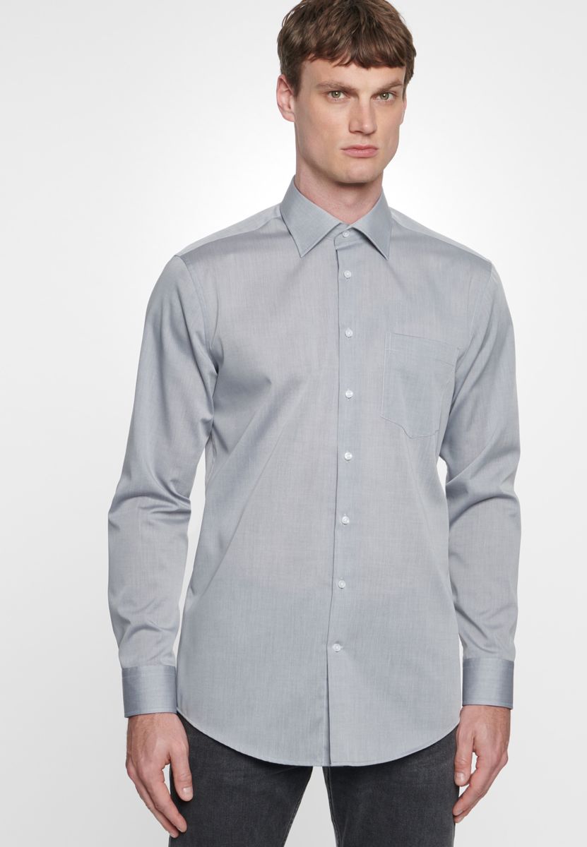 Klassisches Chambray Langarmhemd