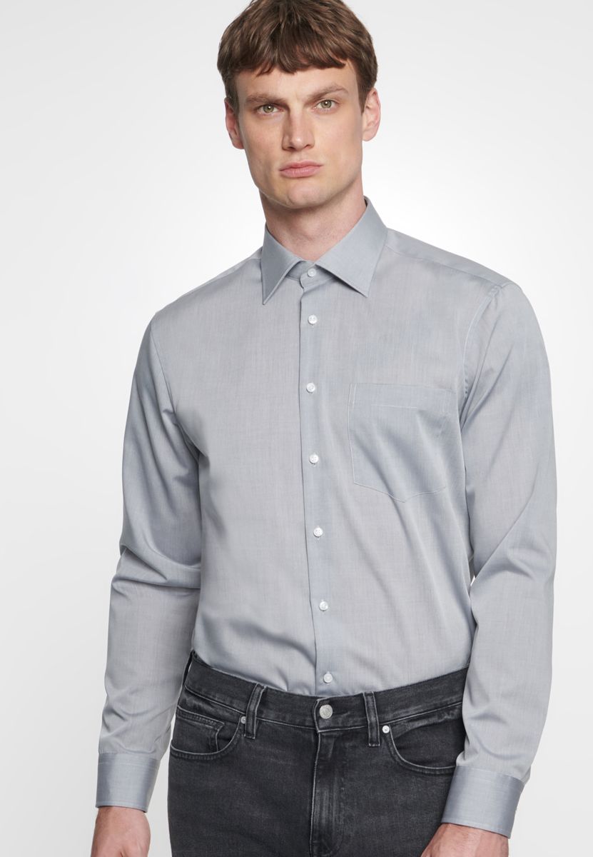 Klassisches Chambray Langarmhemd