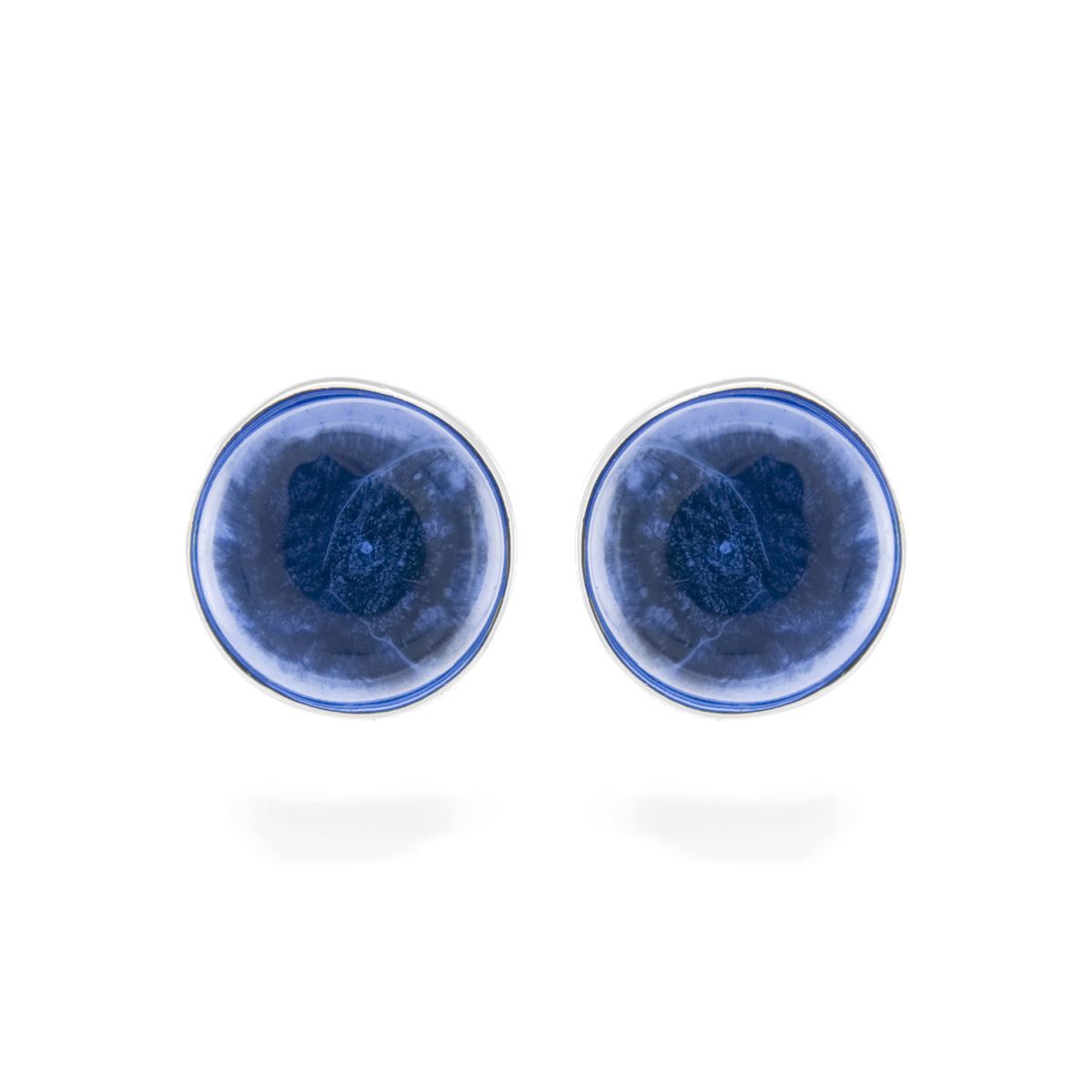Runde blaue Lapislazuli-Ohrringe