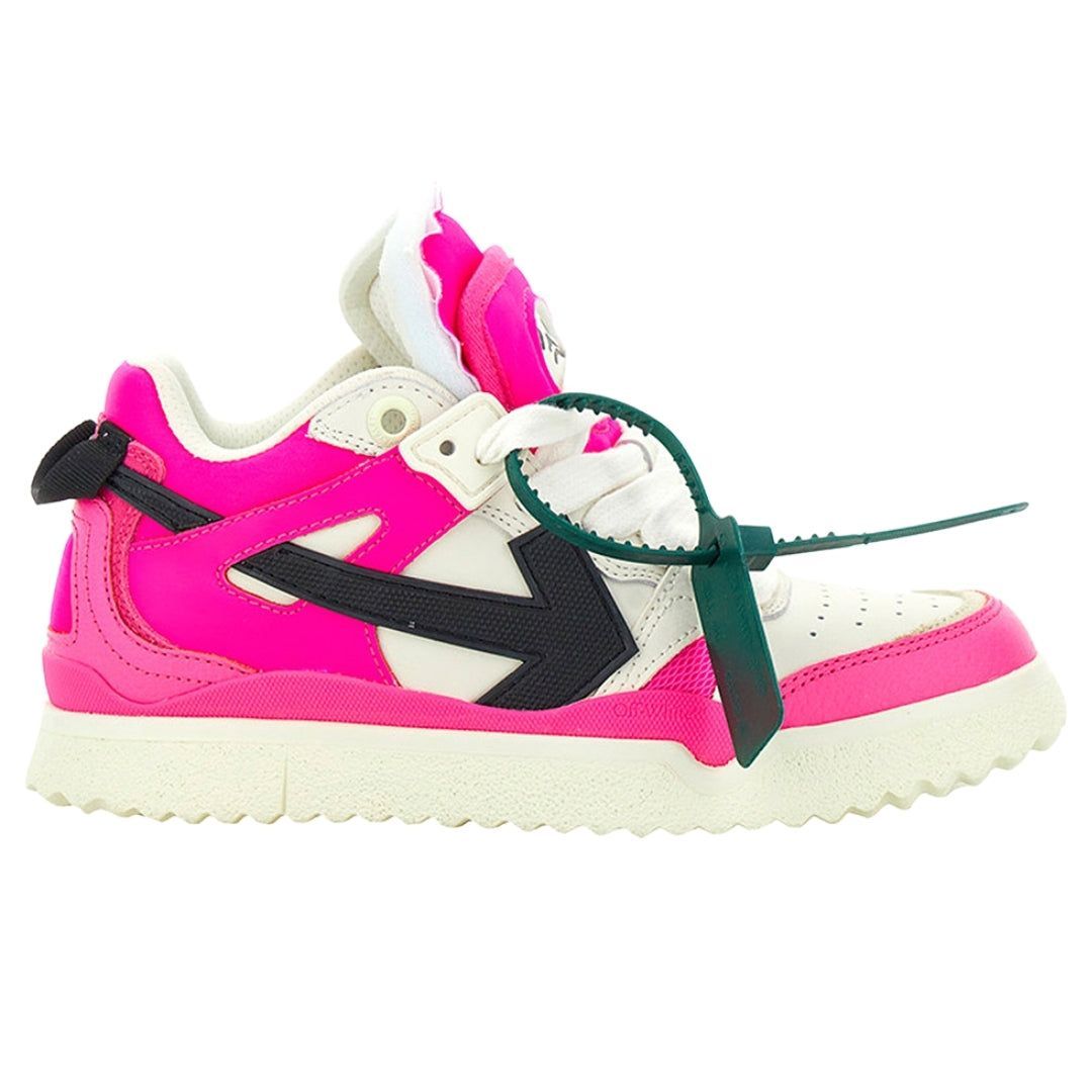 Fuchsiafarbene Leder-Mid-Top-Sneakers