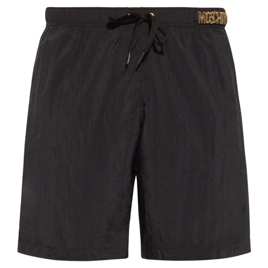 Schwarze Moschino Badeshorts mit Metalllogo