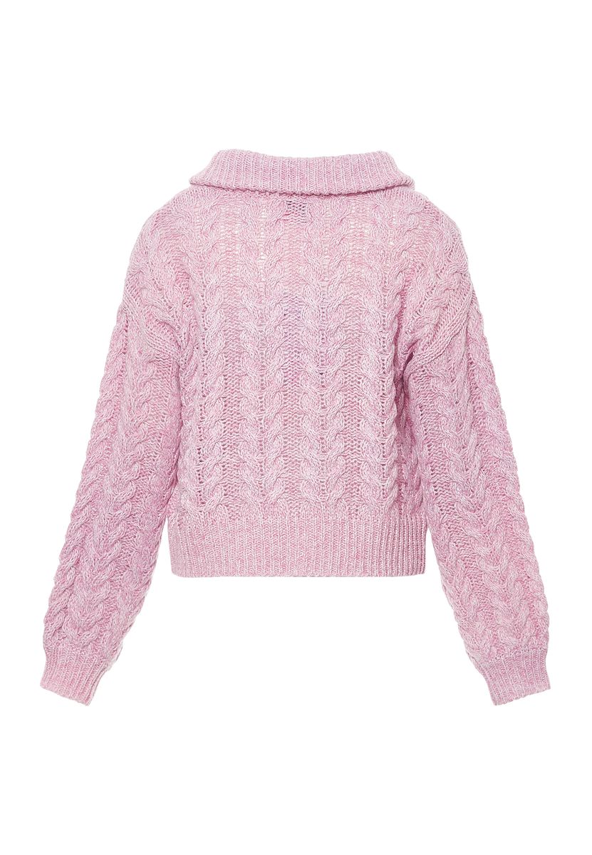 Strickjacke mit Zopfmuster und Reißverschluss