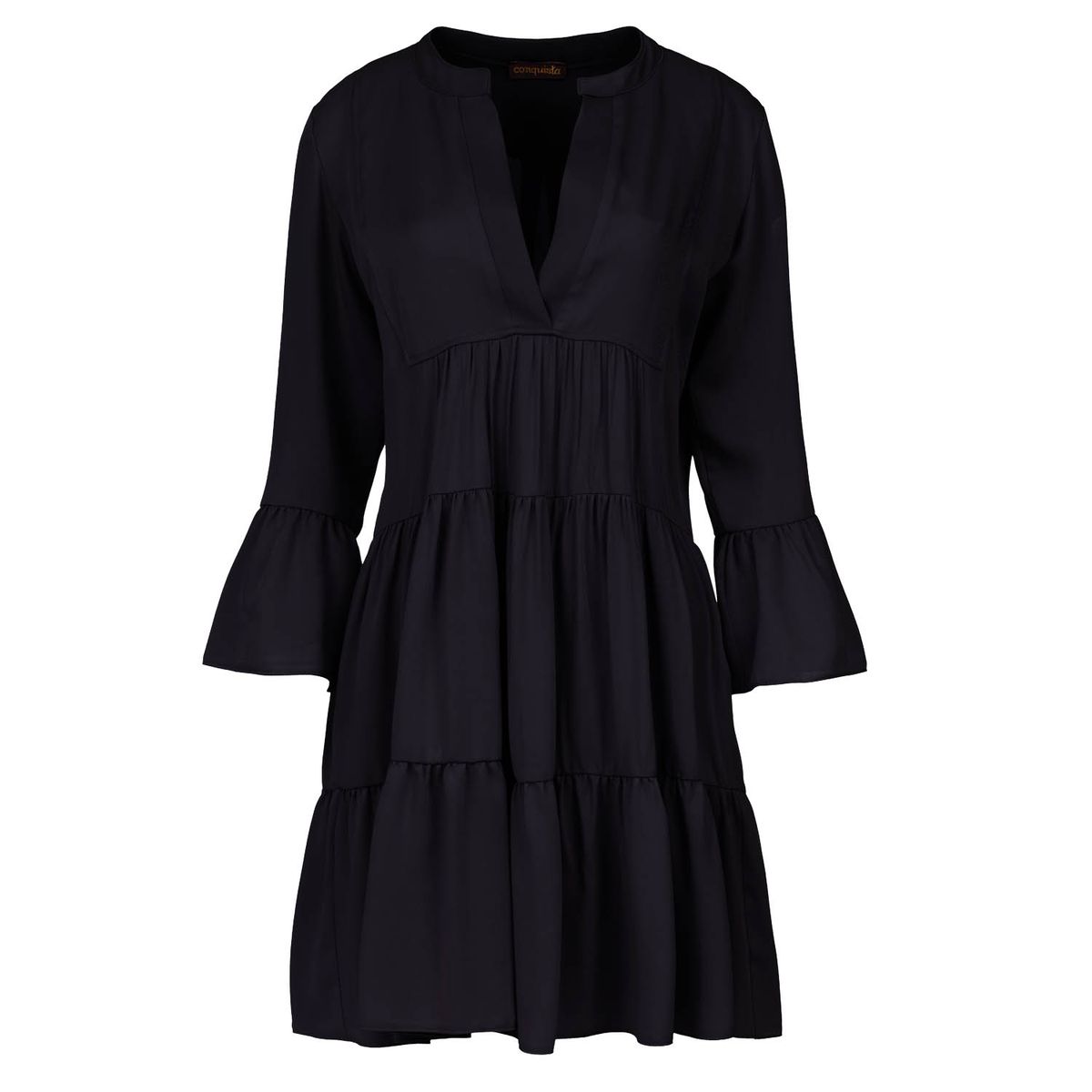 Gestuftes Mini-Kleid mit V-Ausschnitt