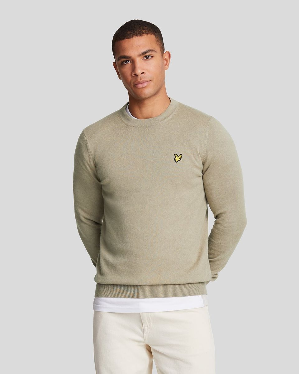 Klassischer Merino Baumwoll-Rundhals-Pullover