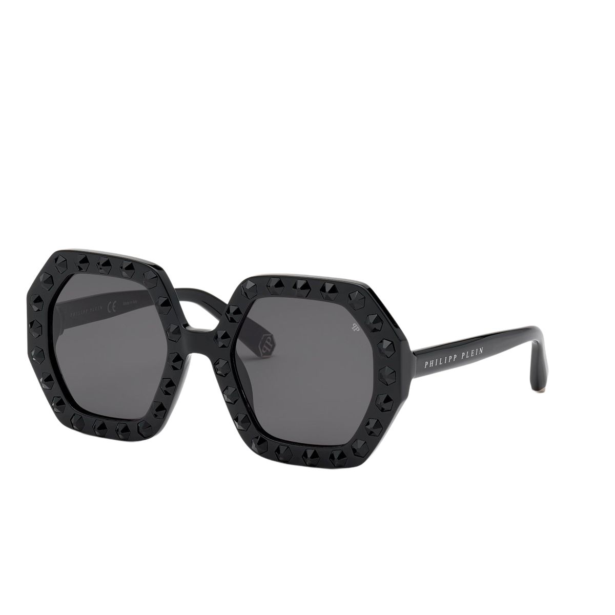 Markante achteckige Sonnenbrille mit Nieten