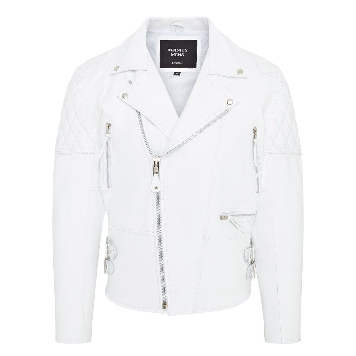 Weiße Brando Bikerjacke aus Leder