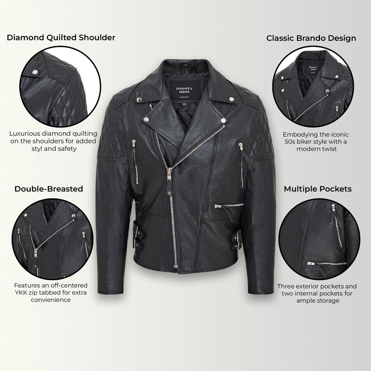Ikonische Bikerjacke aus Rindsleder