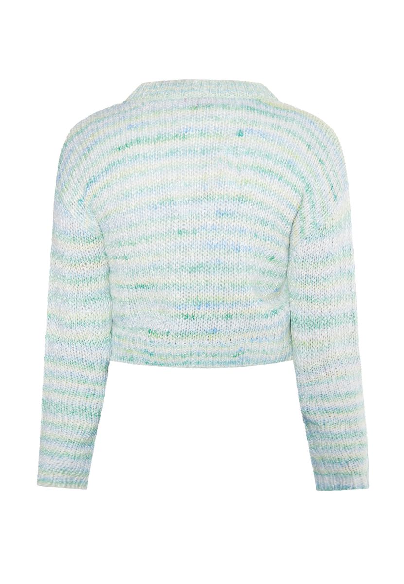 Gestreifter kurzer Metallic-Strickpullover