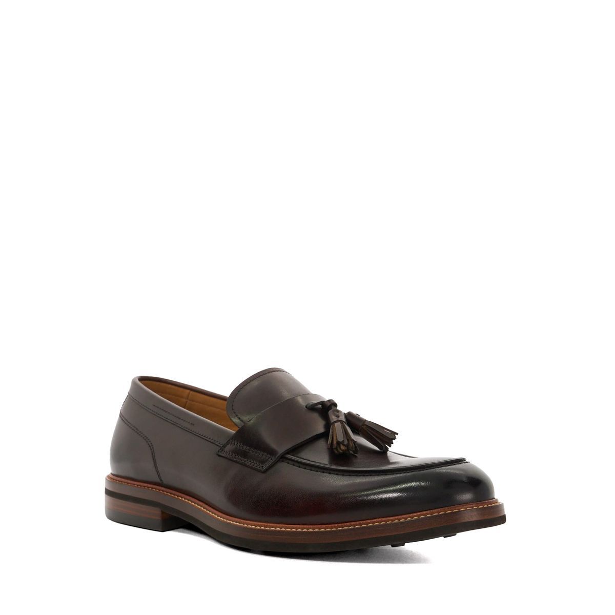 Dune Shaw Herren Slipper Aus Braunem Leder