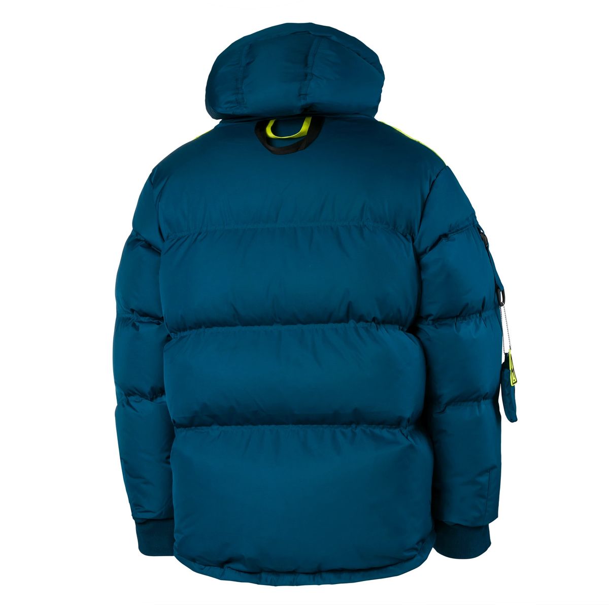 Kollaborative Daunen-Steppjacke mit Kapuze