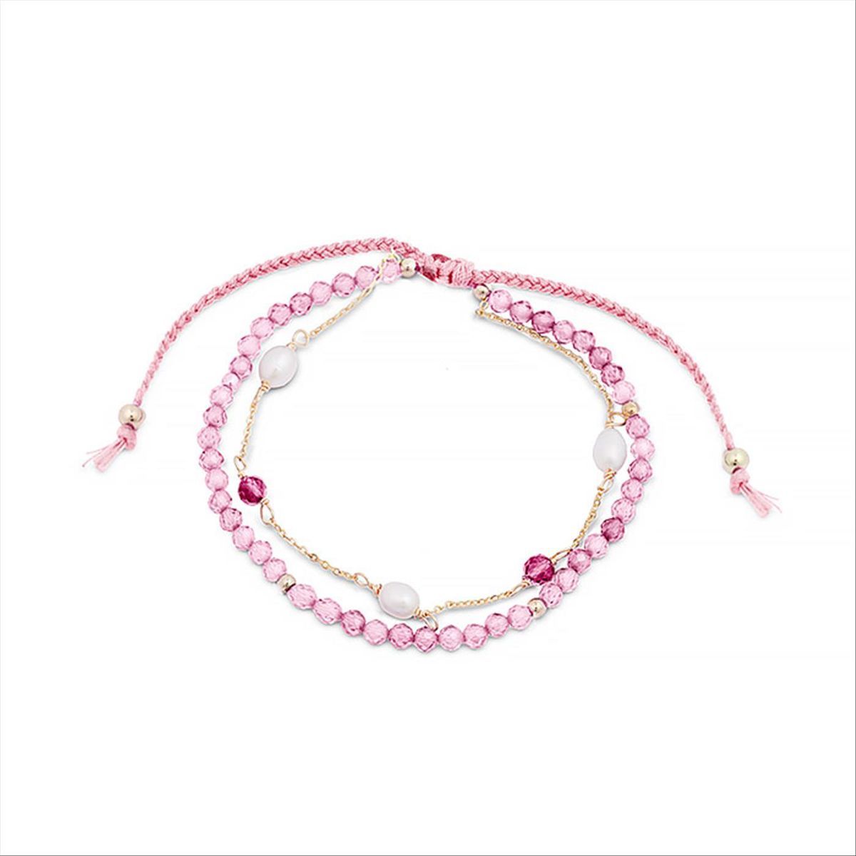 Mehrlagiges Armband mit Turmalin und Perlen