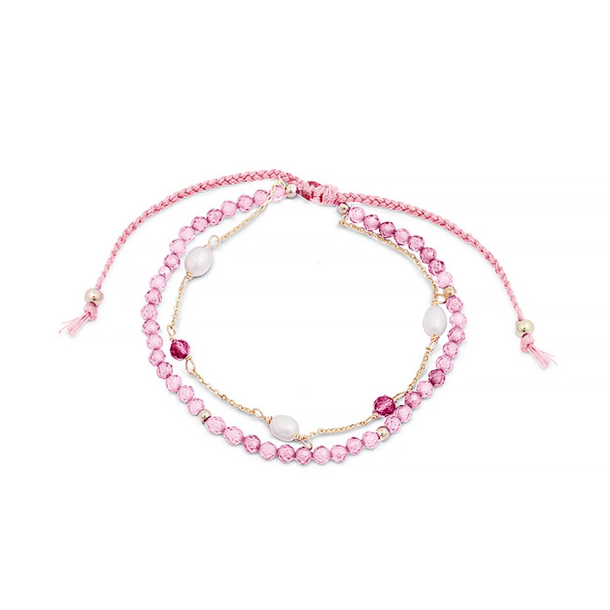 Mehrlagiges Armband mit Turmalin und Perlen