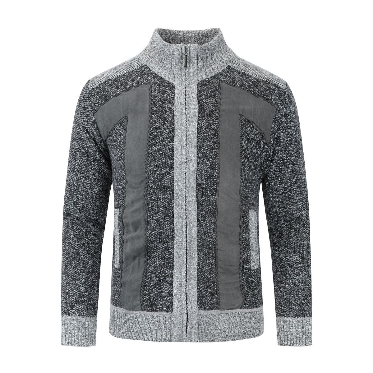 Herren Strickjacke mit Reißverschluss und Stehkragen