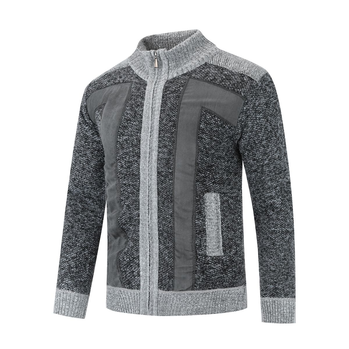 Strickjacke mit Stehkragen und Reißverschluss