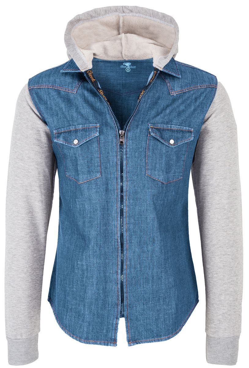 Jeansjacke mit Jersey Kapuze