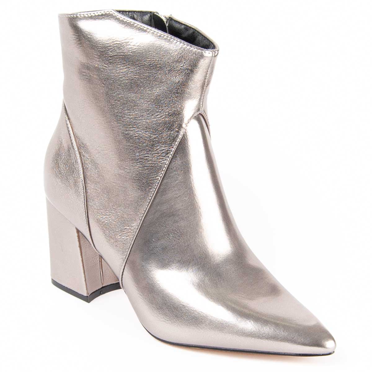 Elegante Metallic-Stiefeletten mit Blockabsatz