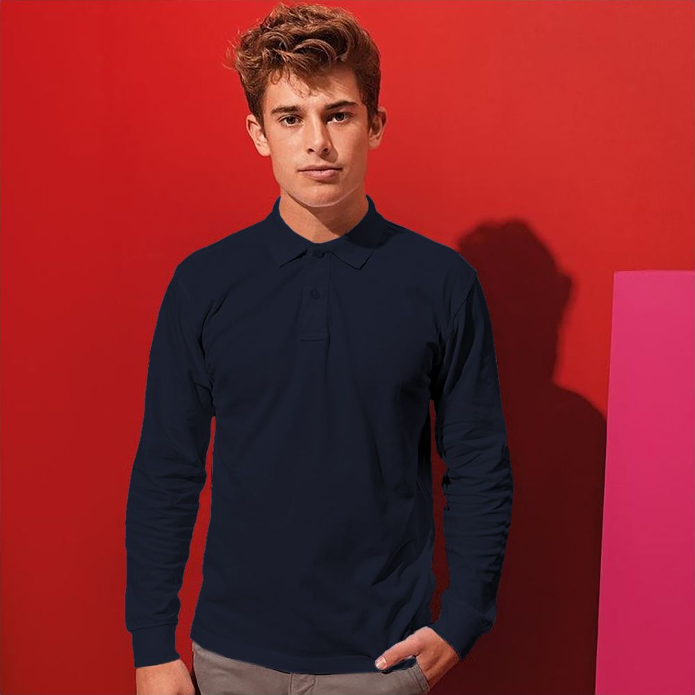 Klassisch geschnittenes Langarm-Poloshirt
