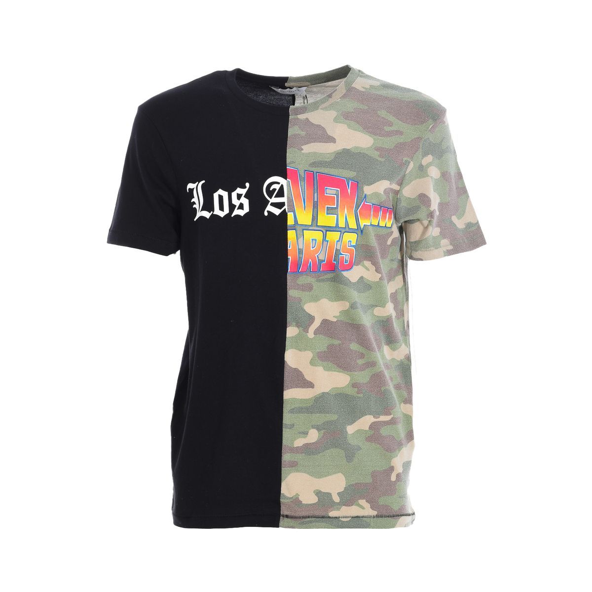 Zweifärbiges T-Shirt mit Camouflage-Print