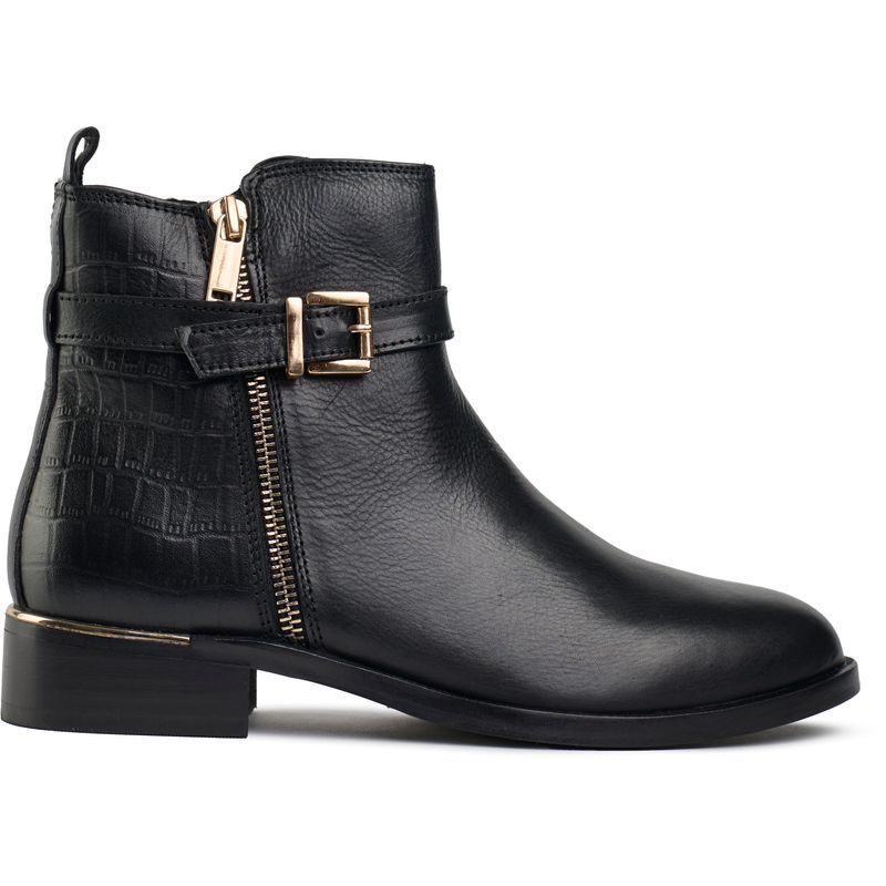 Schwarze Leder-Stiefeletten mit Schnalle
