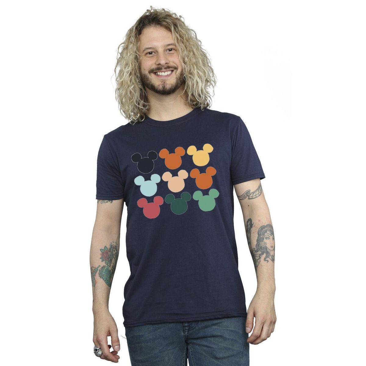 Mickey Mouse Silhouetten-Gitter T-Shirt
