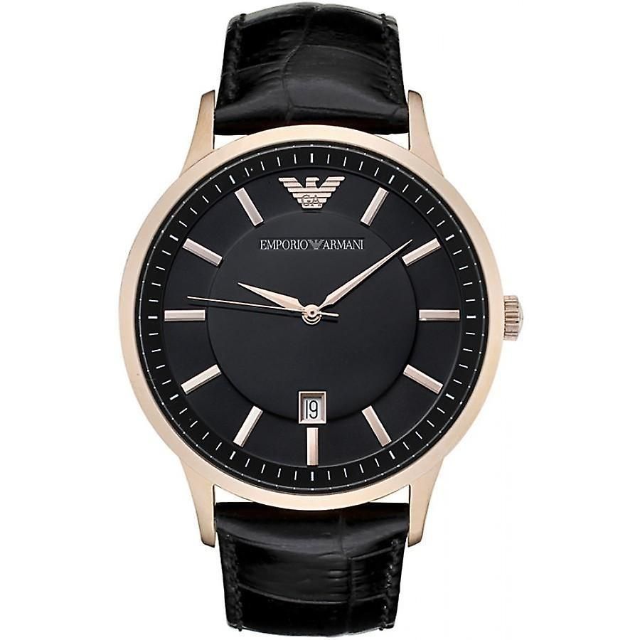 Elegante Schwarze Lederuhr