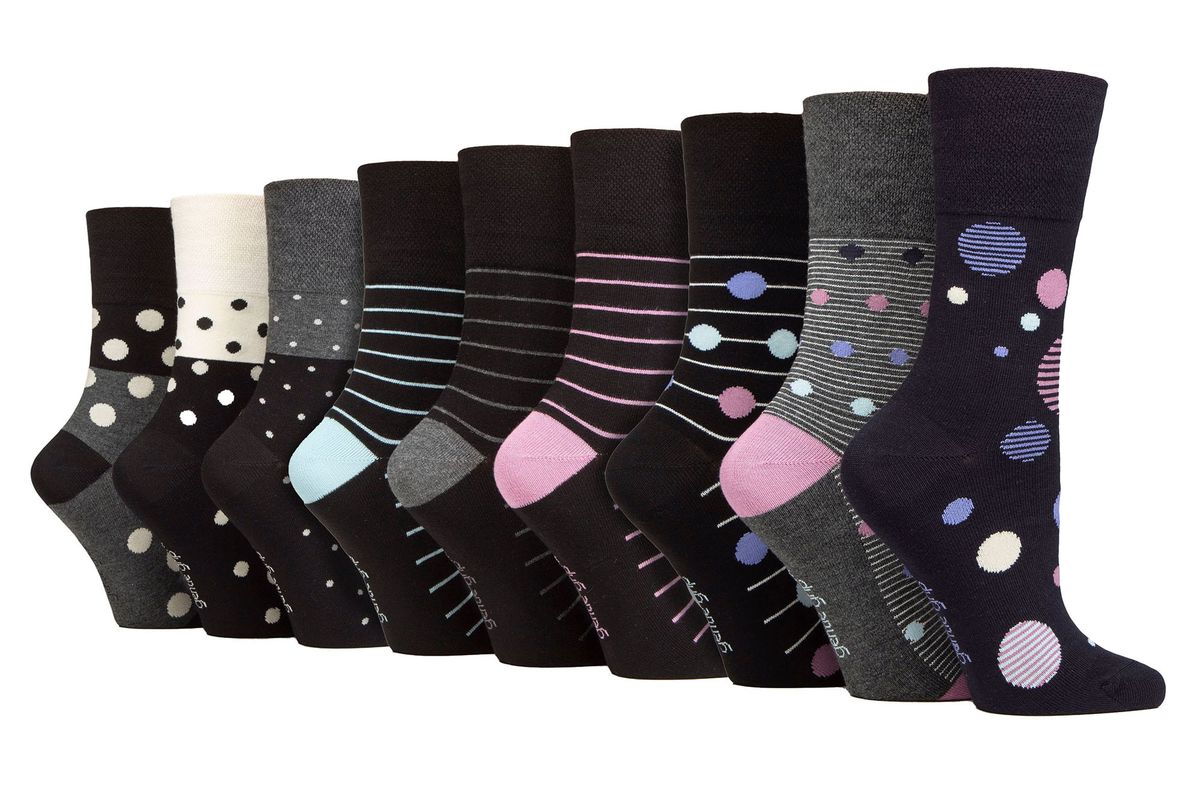 9 Pack Bambus Socken Damen | Gentle Grip | Extra Wide Soft Top nicht elastische Socken - SOLRM373839