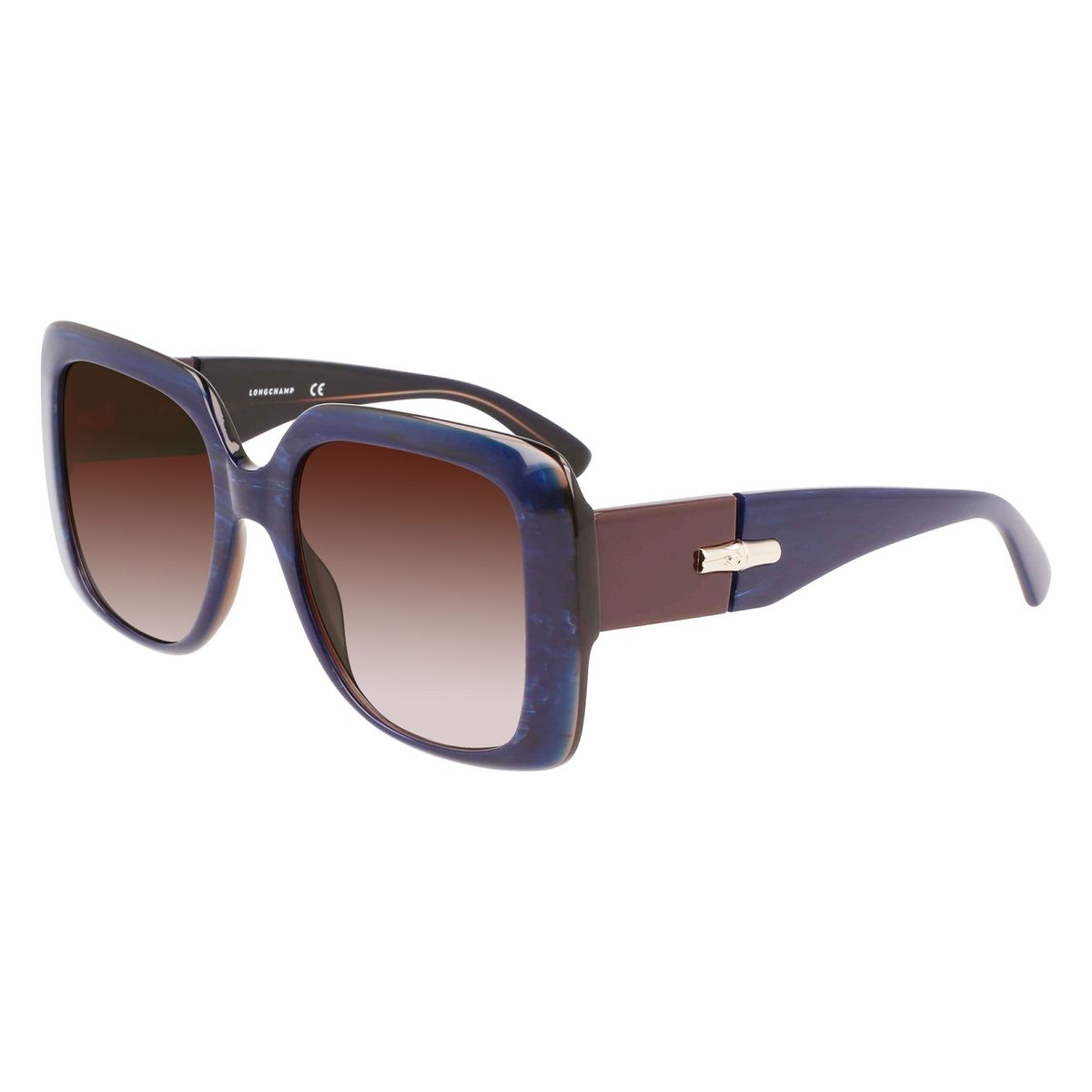 Übergroße, quadratische Sonnenbrille mit braunen Gläsern