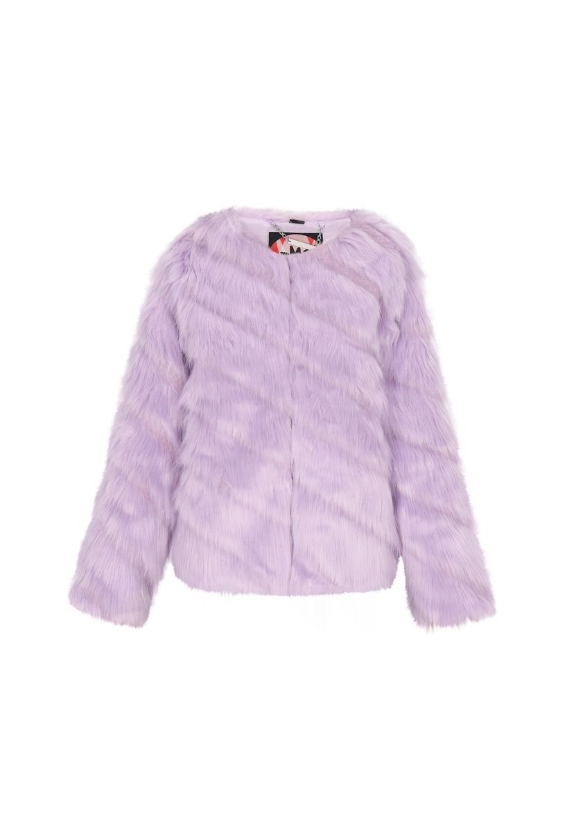 Kurze Jacke aus Kunstfell ohne Kragen