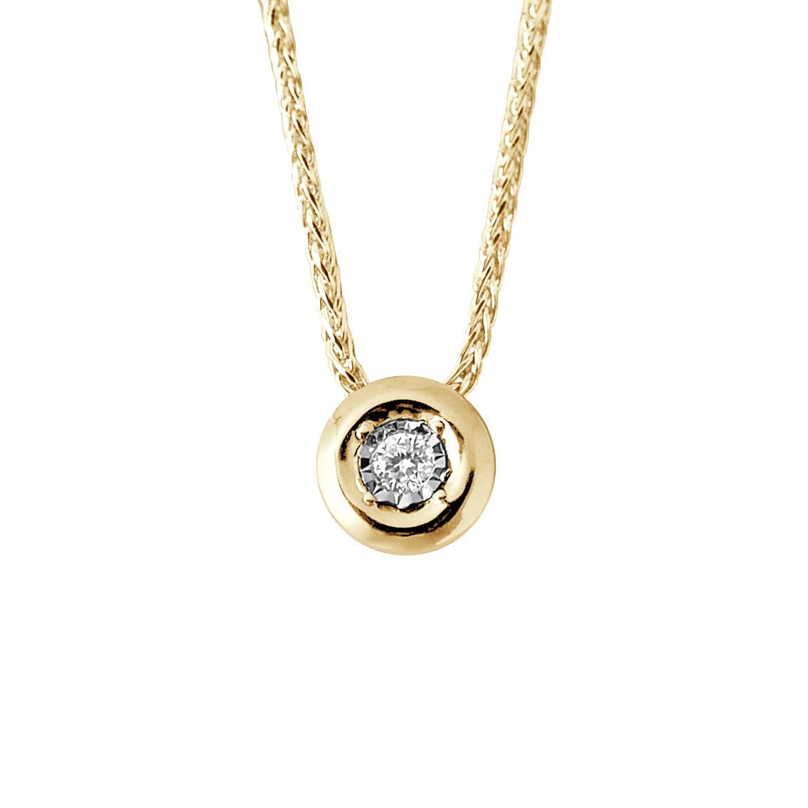 Elegante Gold Solitär Diamant Anhänger Halskette