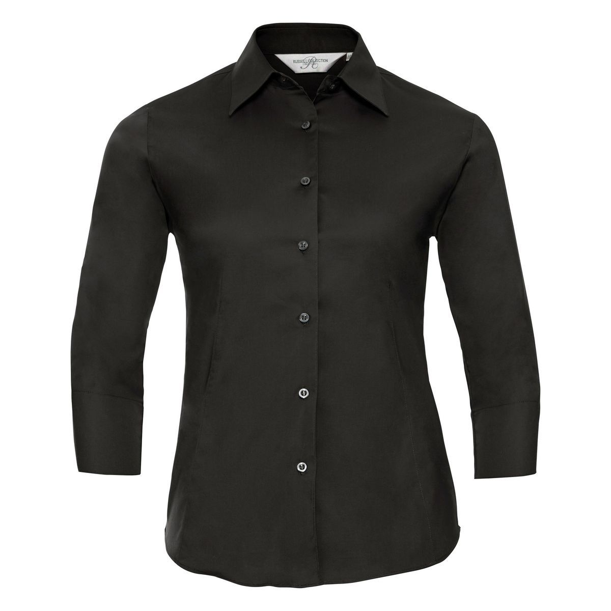 Russell Collection Damen/Damen 3/4 Ärmel Pflegeleichtes Hemd (Schwarz)