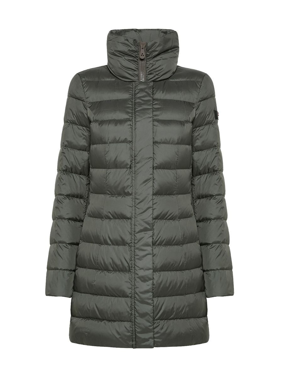 Lange Steppjacke mit hohem Kragen