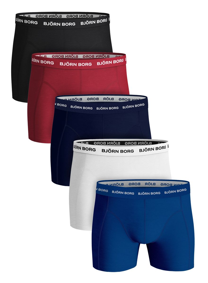Björn Borg - 5 Paar Herren Boxer Shorts | Baumwoll-Stretch Boxershorts Unterwäsche - Blau / Rot