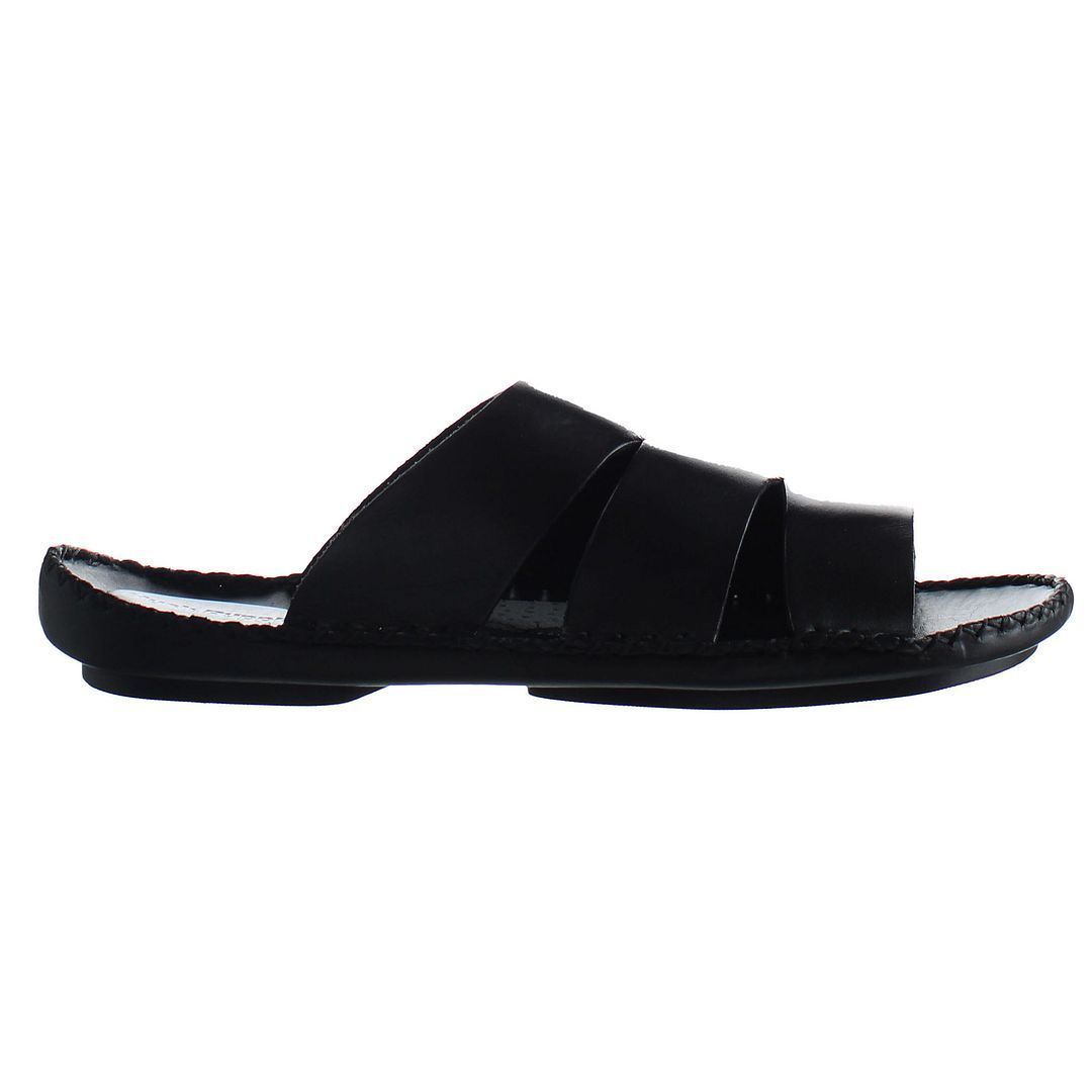 Schwarze Herren Leder Crossover Pantolette
