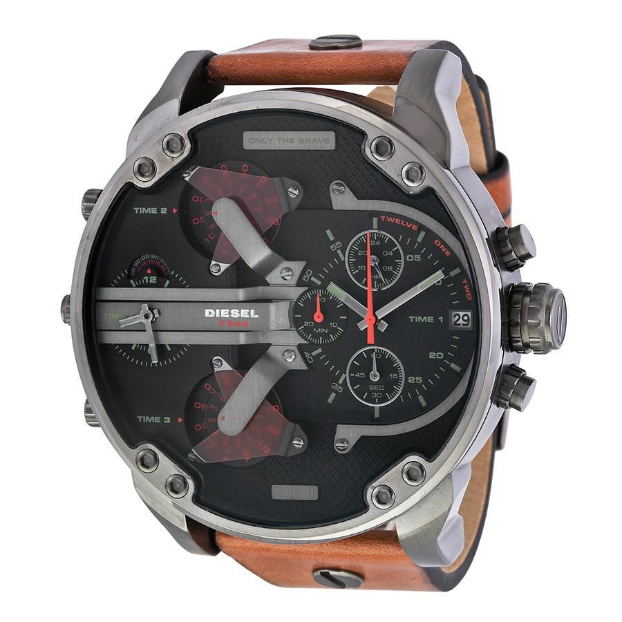 Übergroße Chronograph Uhr mit Lederarmband
