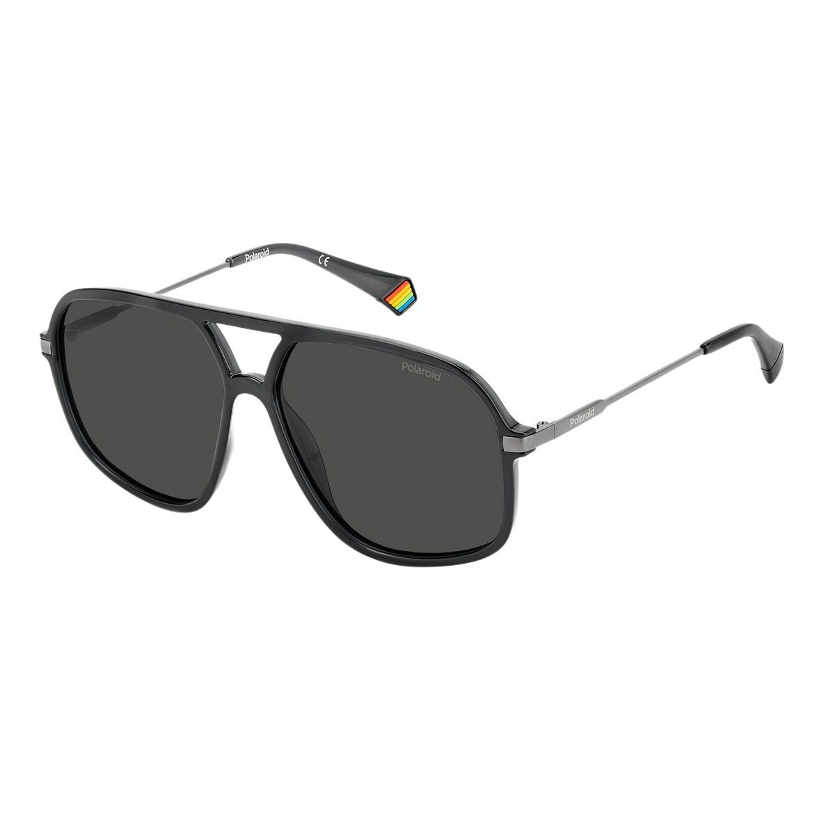 Schwarze Pilotenbrille mit Metallbügeln