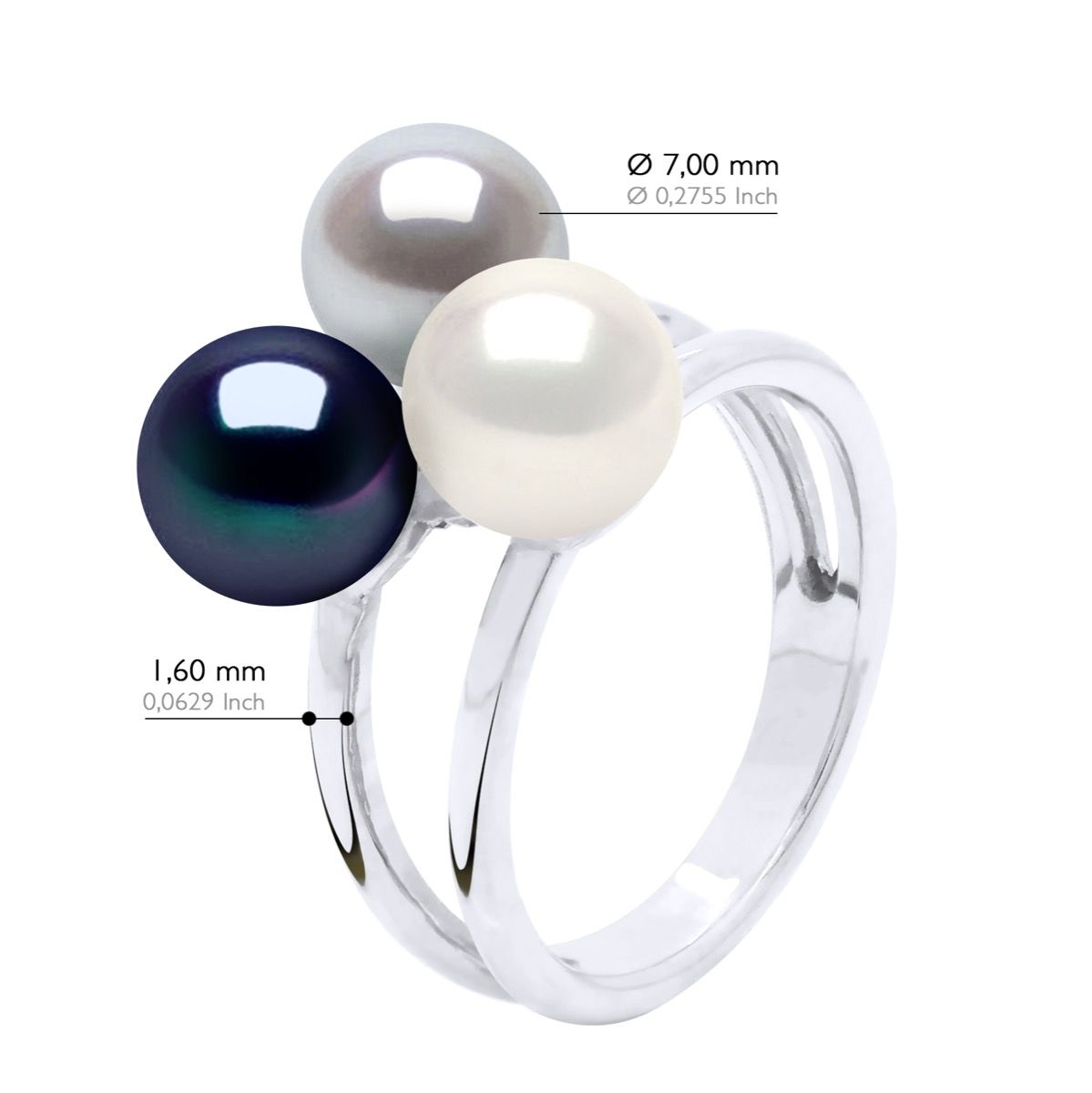 Trilogie-Ring mit Perlen-Cluster