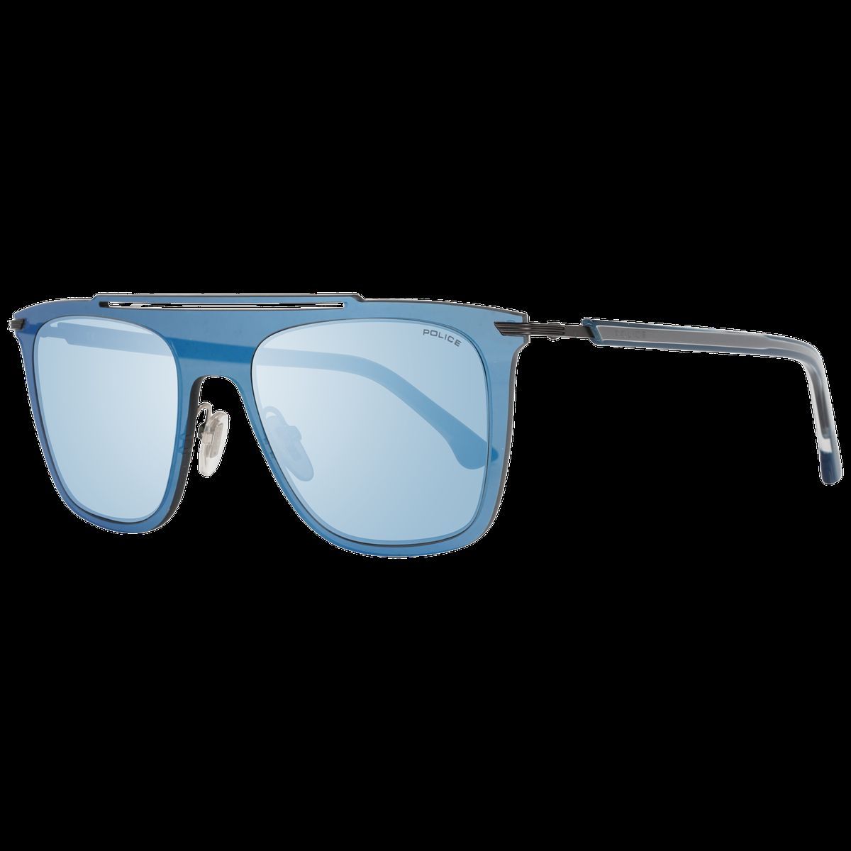 Rechteckige blaue verspiegelte Sonnenbrille