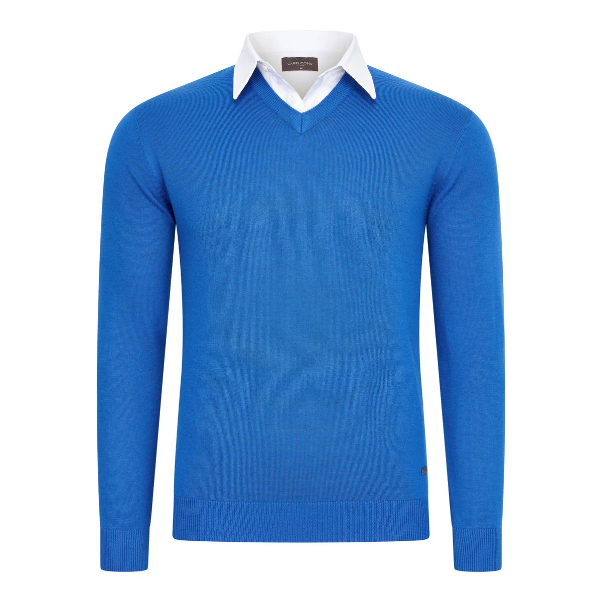 Herren Royalblauer V-Ausschnitt Pullover