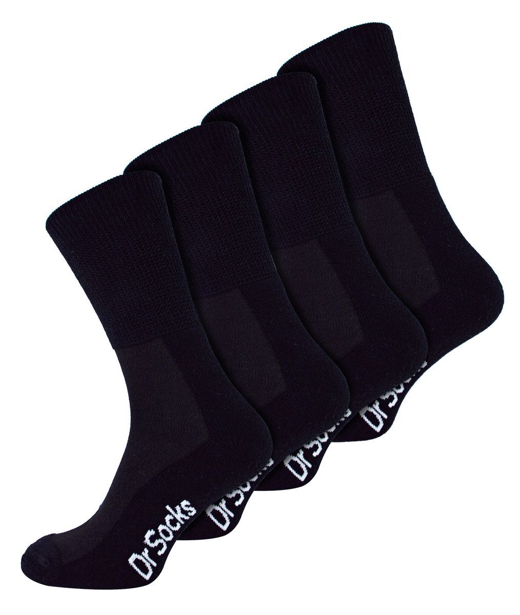 4 Paar Multipack Herren Bambus diabetische Socken | Dr.Socken | Nicht elastische extra breite diabetische Socken für geschwollene Füße - Schwarz