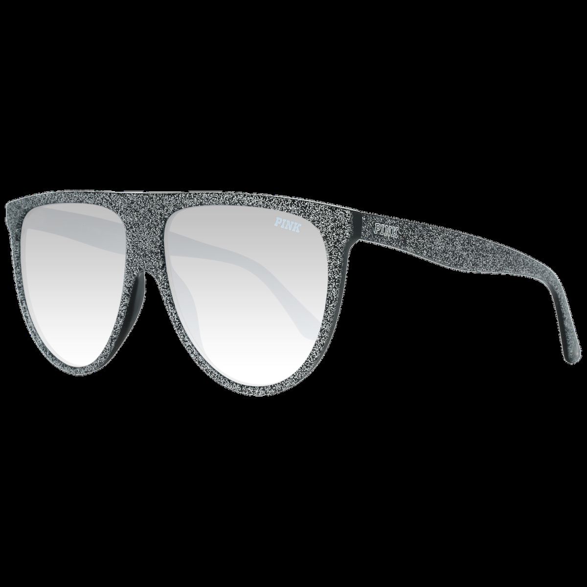 Übergroße Shield Sonnenbrille in Schwarz Glitzer