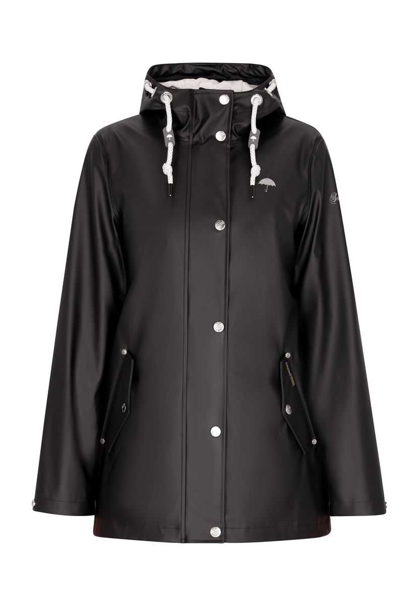 Schwarze wasserdichte Regenjacke für Damen