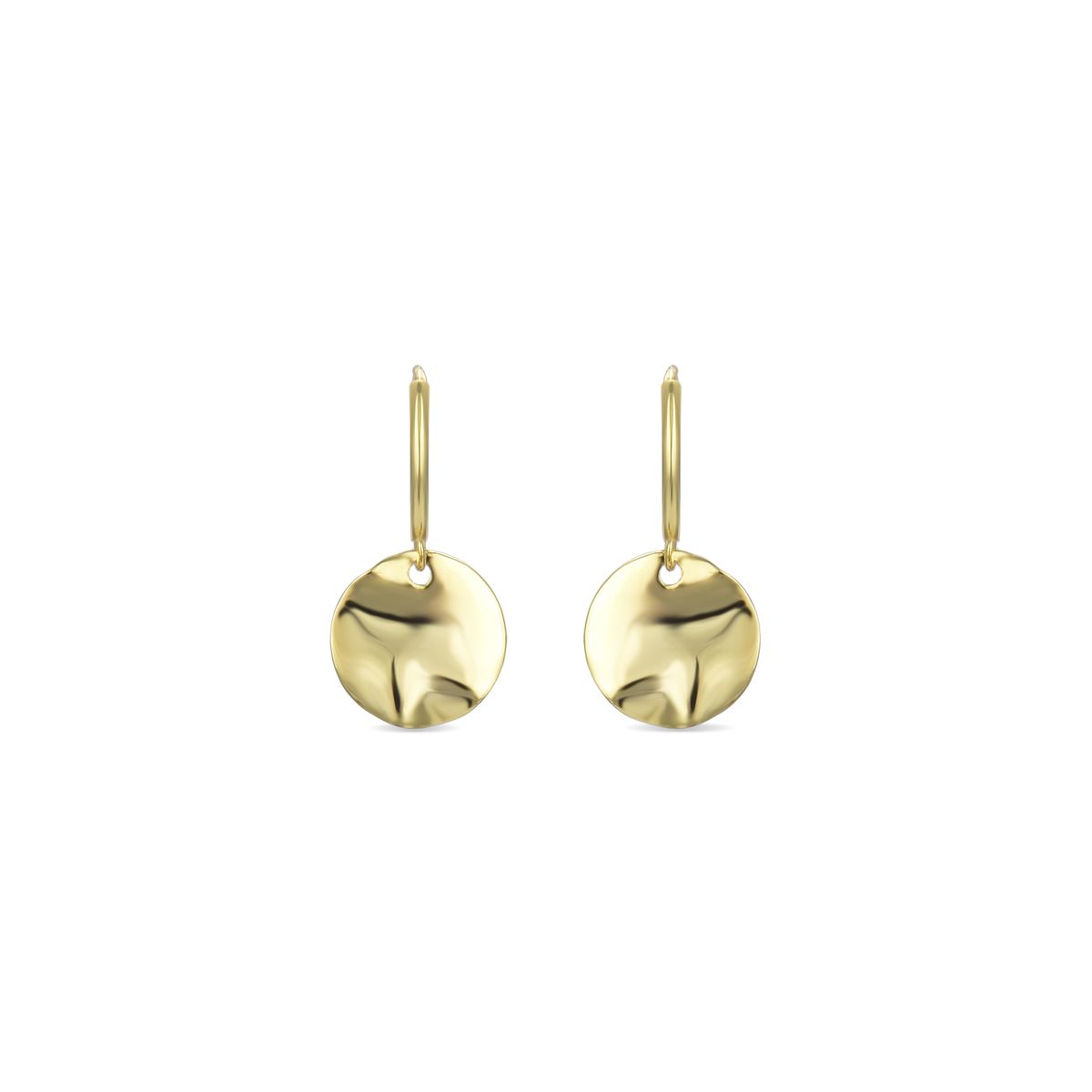 Goldene Plättchen-Ohrhänger mit Hammerschlag-Optik